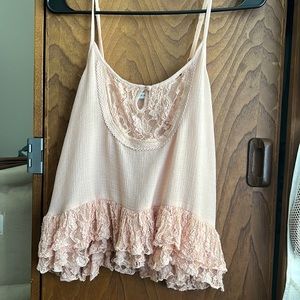 Baby Pink Lace Crop Top Cami